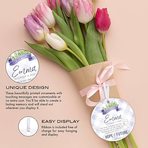 Miniatura 3 de LifeSong Milestones Ideas de adornos colgantes redondos personalizados para dedicación para bebés, para celebrar los preciosos momentos de la vida