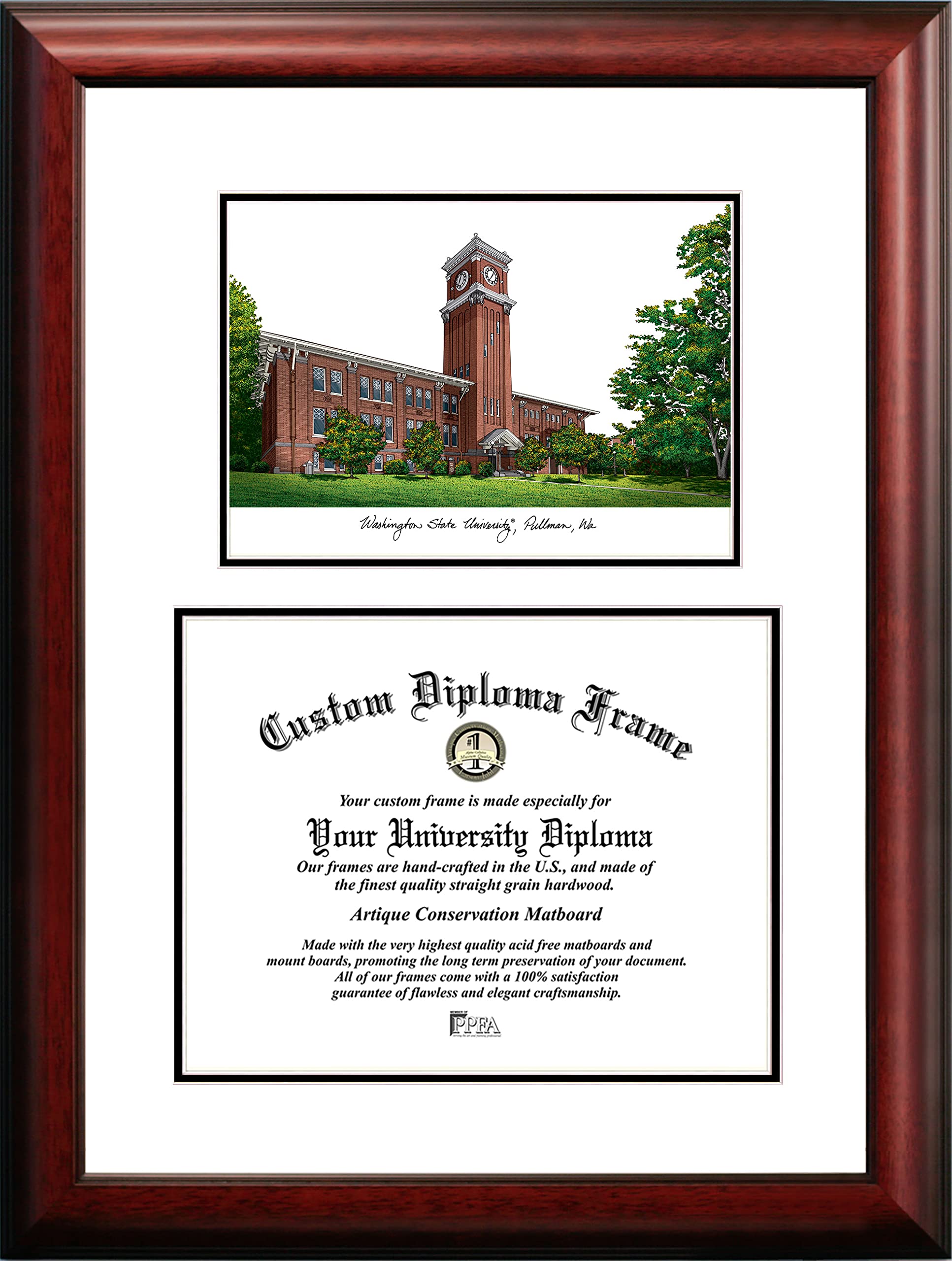 Campus Images WA996V Washington State University Scholar Diploma Frame, 11" x 14"