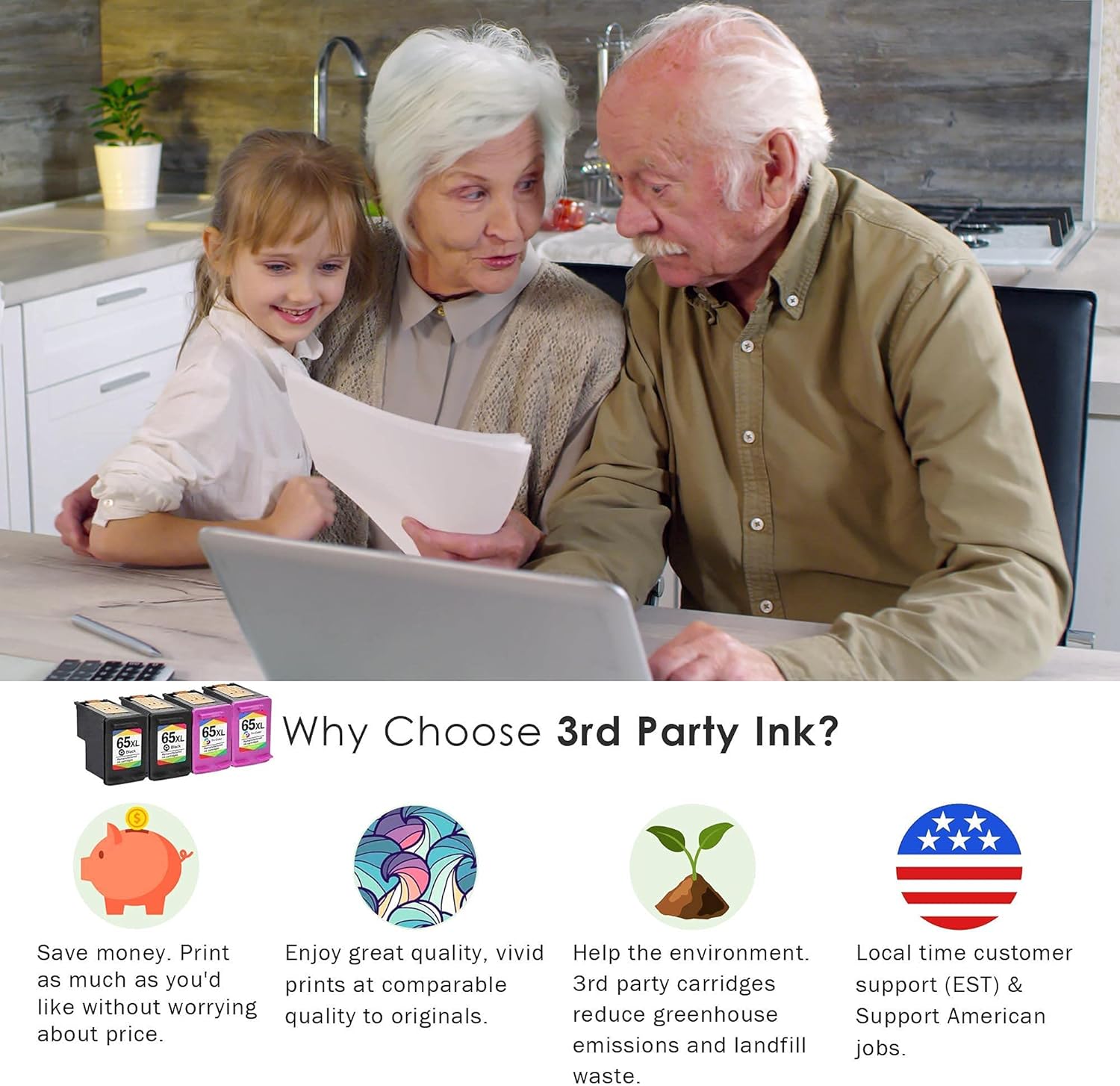 🛒 Flаѕh Sаlе Limeink 4 Remanufactured Ink Cartridge Replacement for 65XL 65 XL High Yield for HP DeskJet 2600 2622 2652 2655 3700 3720 3722 3752 3755 Envy 5000 5052 5055 Printer AMP 100 Black and Color Combo Pack