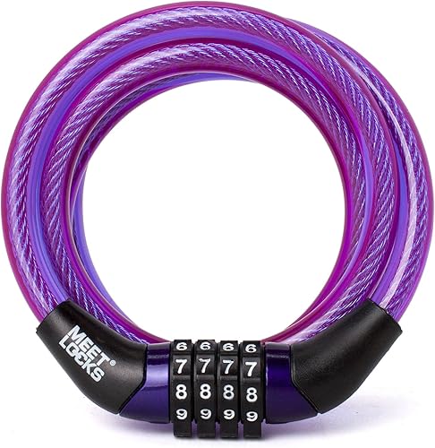 Candado de cable de bicicleta combinado, candado ligero para bicicleta infantil, tamaño del cable de 13 pulgadas x 4 pies, bloqueo de cable de