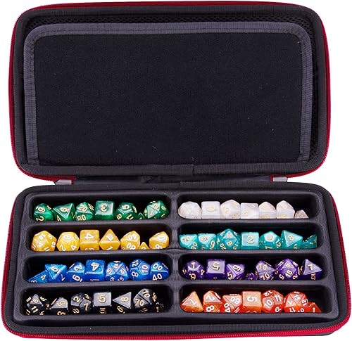 Miniatura 10 de SIQUK Estuche para dados DND, estuche organizador de dados con asa, bandeja ranurada extraíble con capacidad para 8 juegos de dados DND para