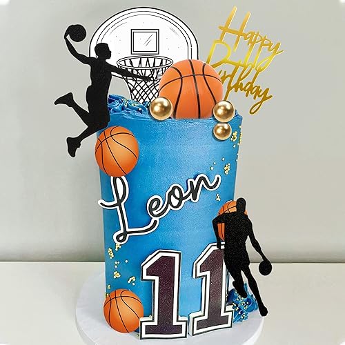 Miniatura 3 de 20 adornos de baloncesto para tartas – Decoración de pastel con temática de estrellas para fiestas de cumpleaños