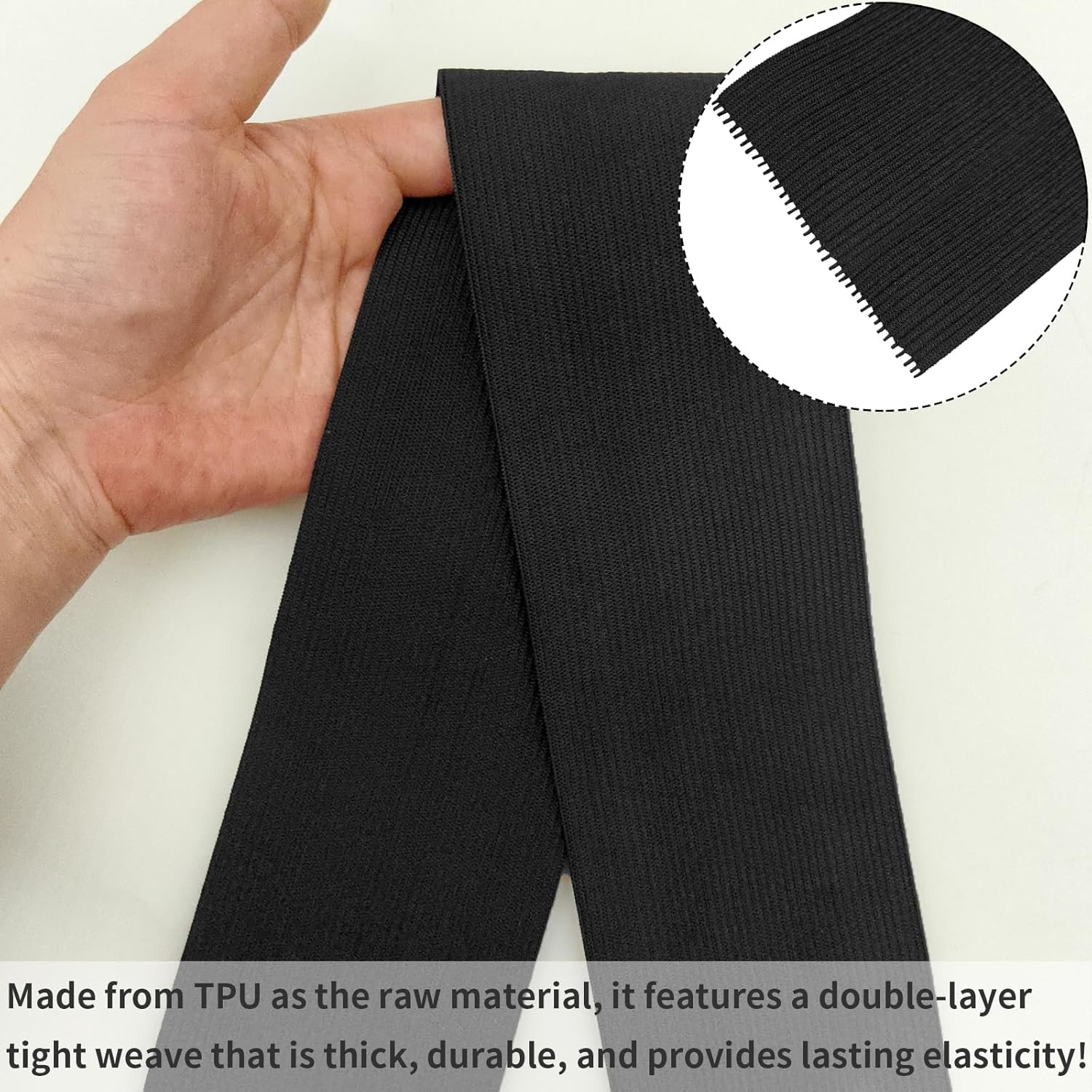 3-Inch Elastic Band for Sewing – 6 Yards of Strong and Durable Stretch Fabric Knit Elastic Bands for DIY Crafts, Waistband Clothes and Pants Waist and Accessories (Black+White)