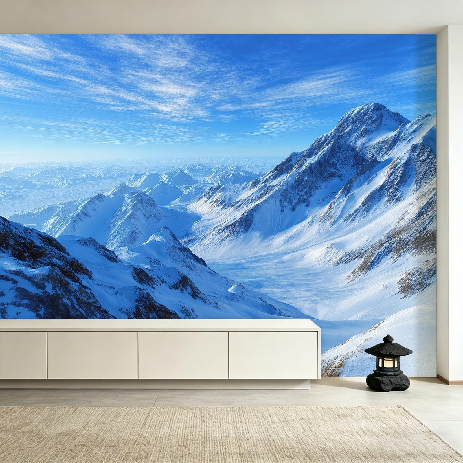 Genérico - Papel pintado (200 x 140 cm), diseño de montaña nevada, color verde