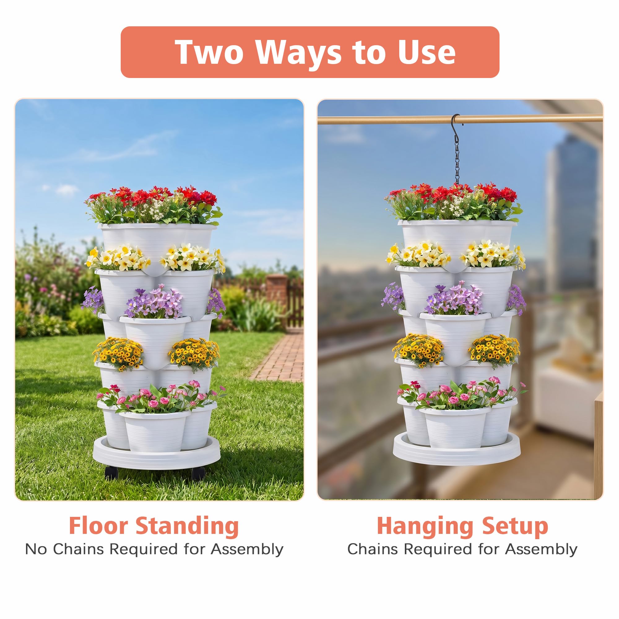 VECELO 5 Tier Vertical Garden Planter Self Watering Stackable Planter — product photo