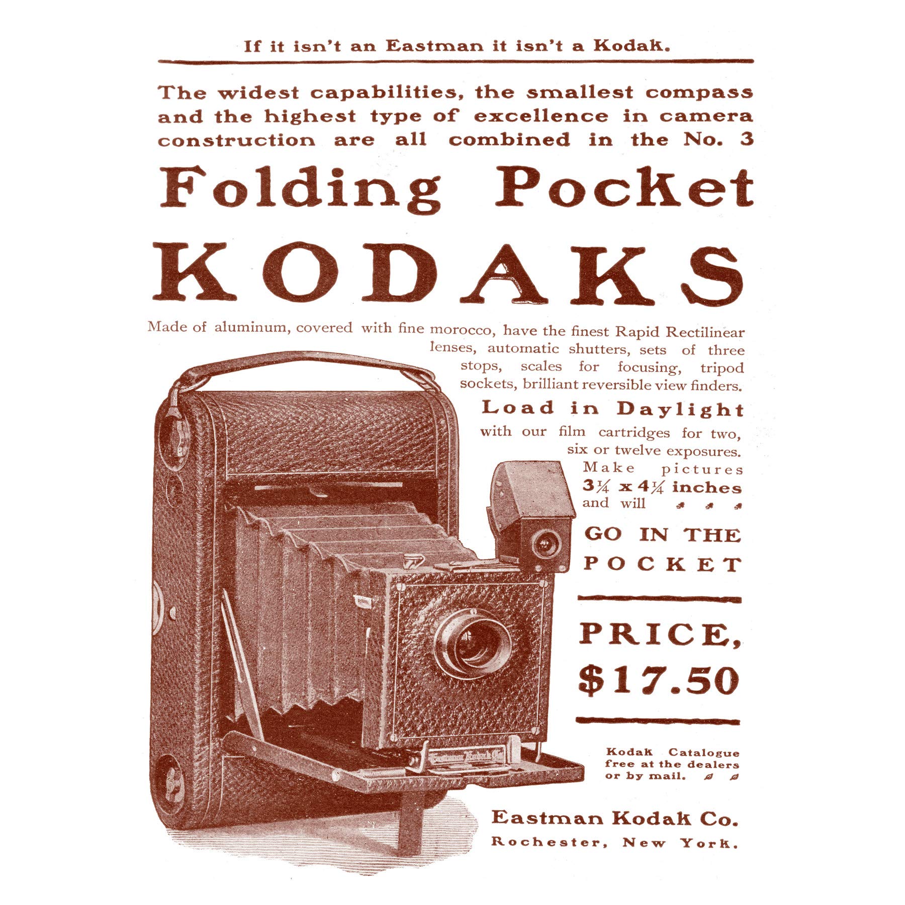 Wee Blue Coo Advert Vintage Camera Pocket Eastman Rochester New York Usa Fine Art Print Poster 30X40Cm Cc180