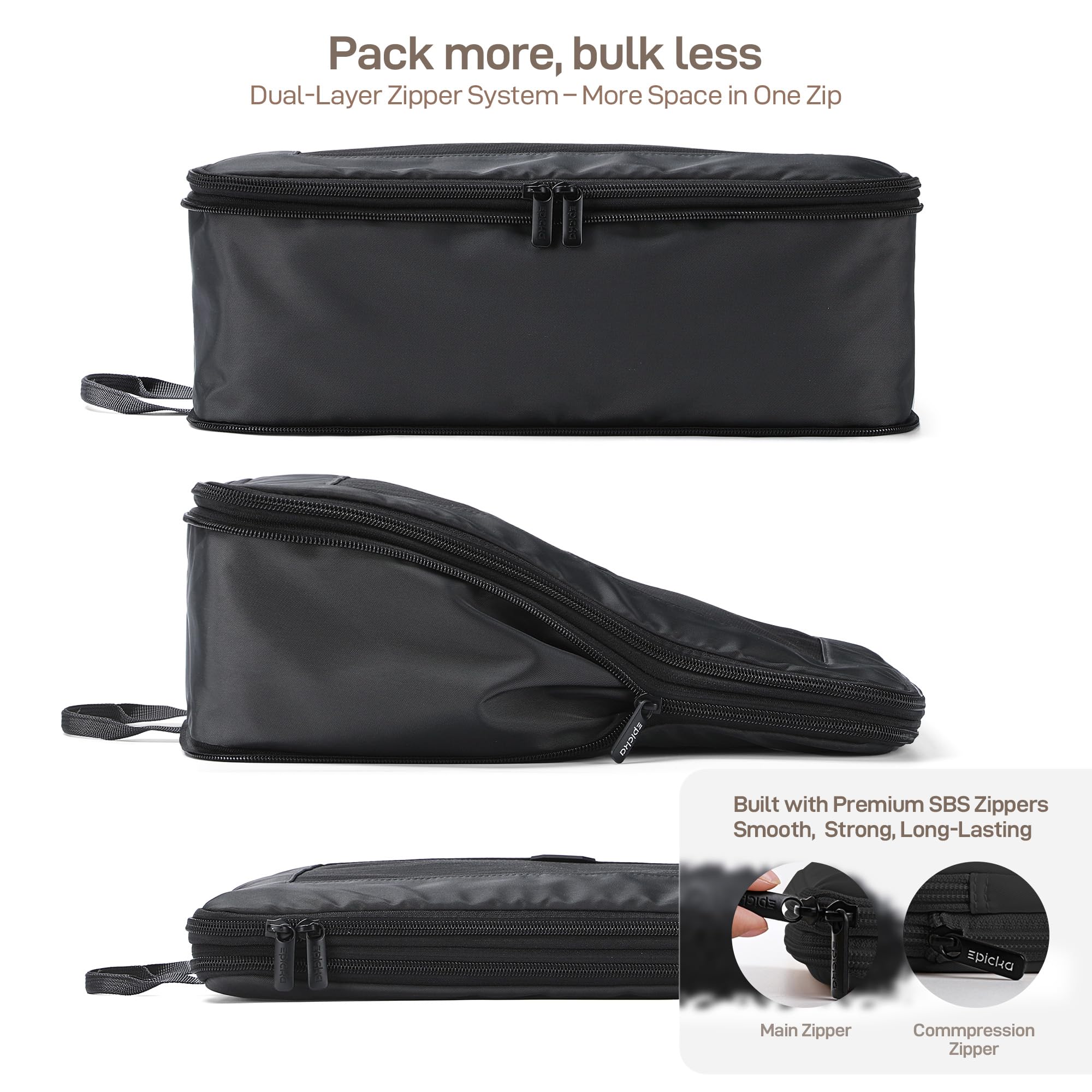 EPICKA TripCozy - Cubos organizadores de compresión – Juego de 4/6 bolsas organizadoras de viaje duraderas con parte superior de malla, accesorios de viaje expandibles para equipaje de mano, equipaje