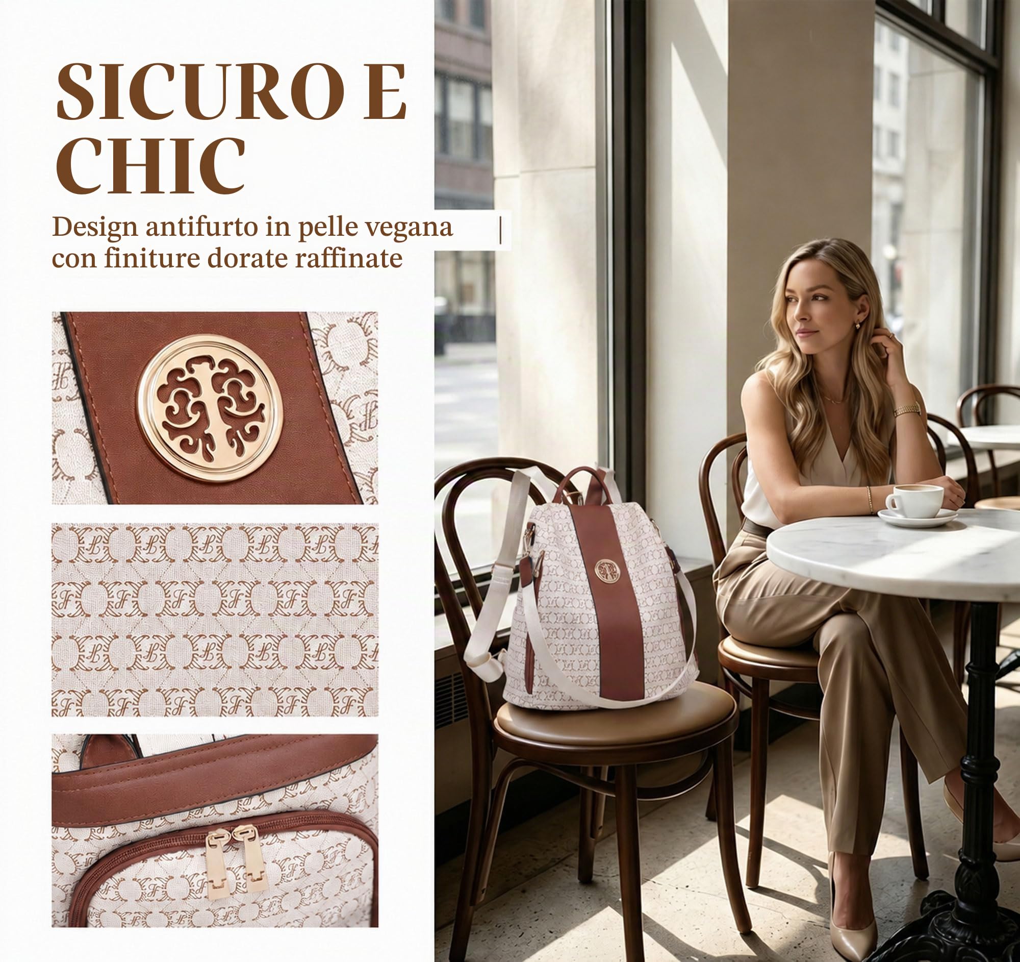 MKP COLLECTION Set di 2 zaini da donna, alla moda, con tasche multiple, antifurto, da viaggio, borsa a tracolla, 11.8"L x 5.5"W x 14"H