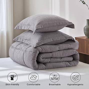 Queen Comforter Set with Sheets,Grey Bed in a Bag Queen Size Bedding Sets