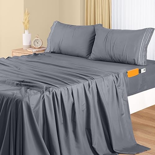 Utopia Bedding Juego de sábanas California King, sábanas de lujo de microfibra suave de 4 piezas con bolsillos profundos - Fundas de almohada