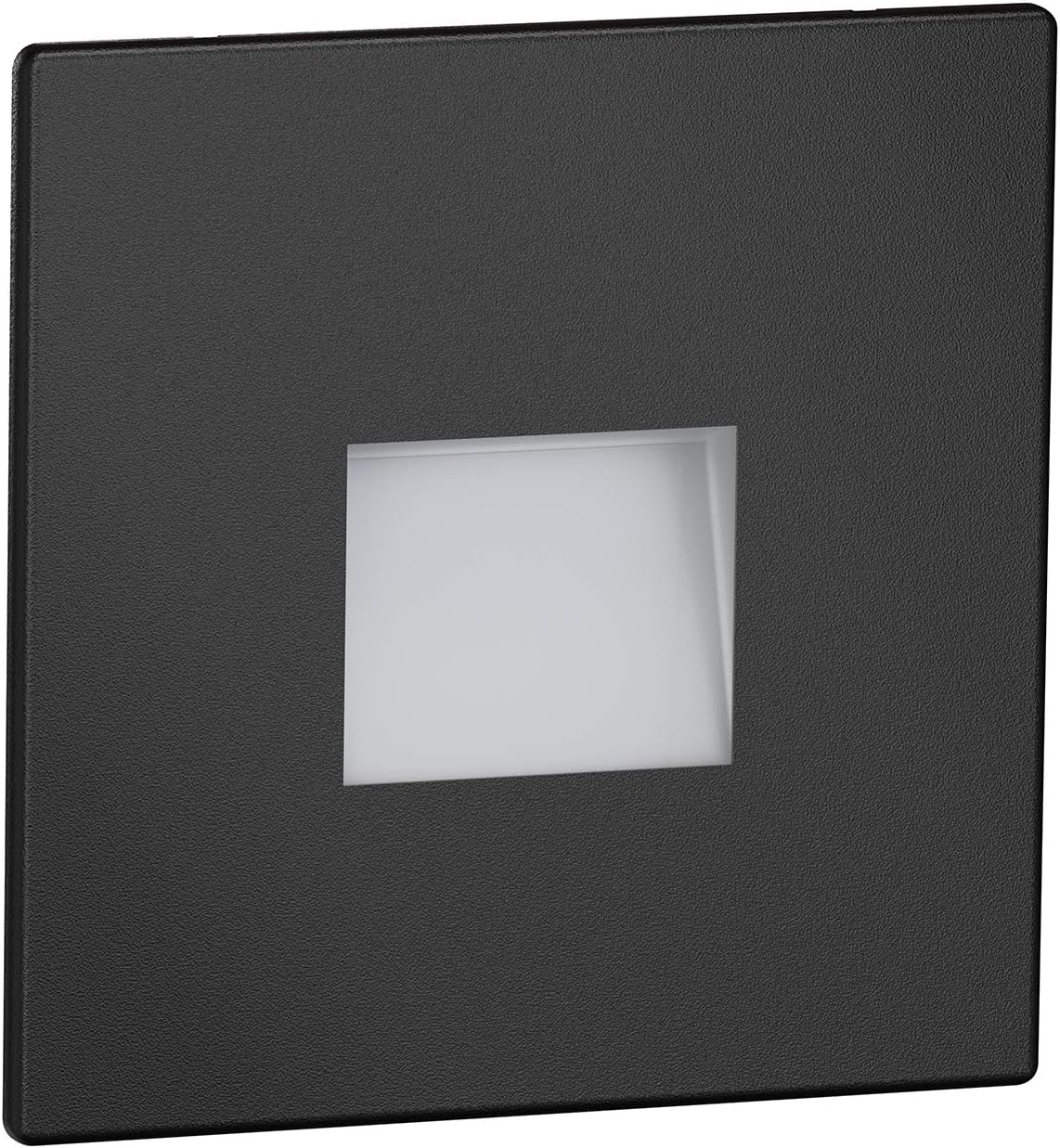 ledscom.deFOW LED stair light / recessed wall light for indoor and outdoor use, downlight, square, black, 85 x 85 mm, warm white