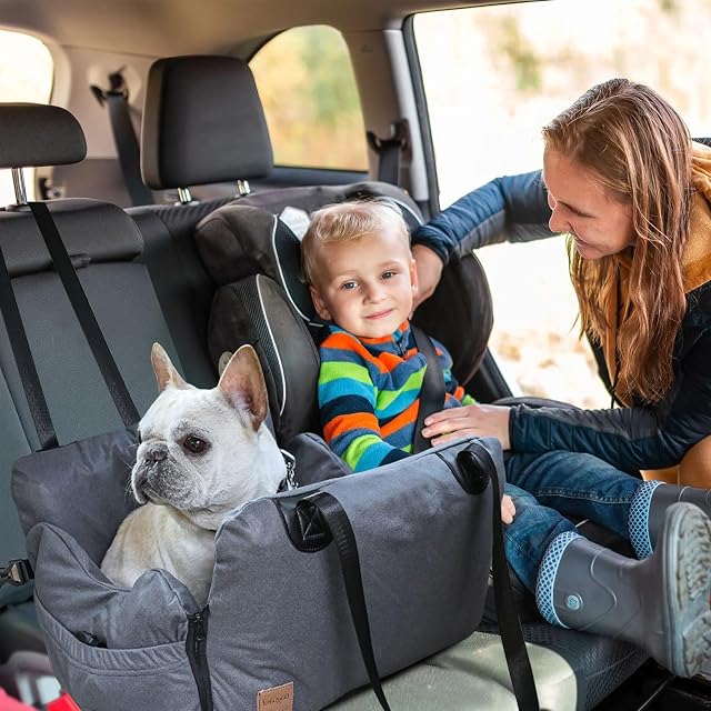Foto 3 de 7 de PETCUTE Asiento de Coche para Perros 3 en 1,Asiento Elevador de Coche para Perros y Gatos con Cinturón…