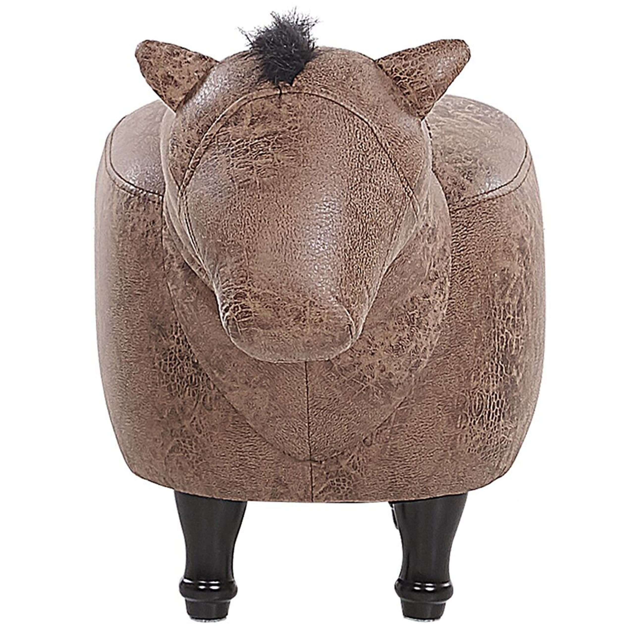 Beliani Hocker für Kinder in Pferdeform braun Lederoptik Horse