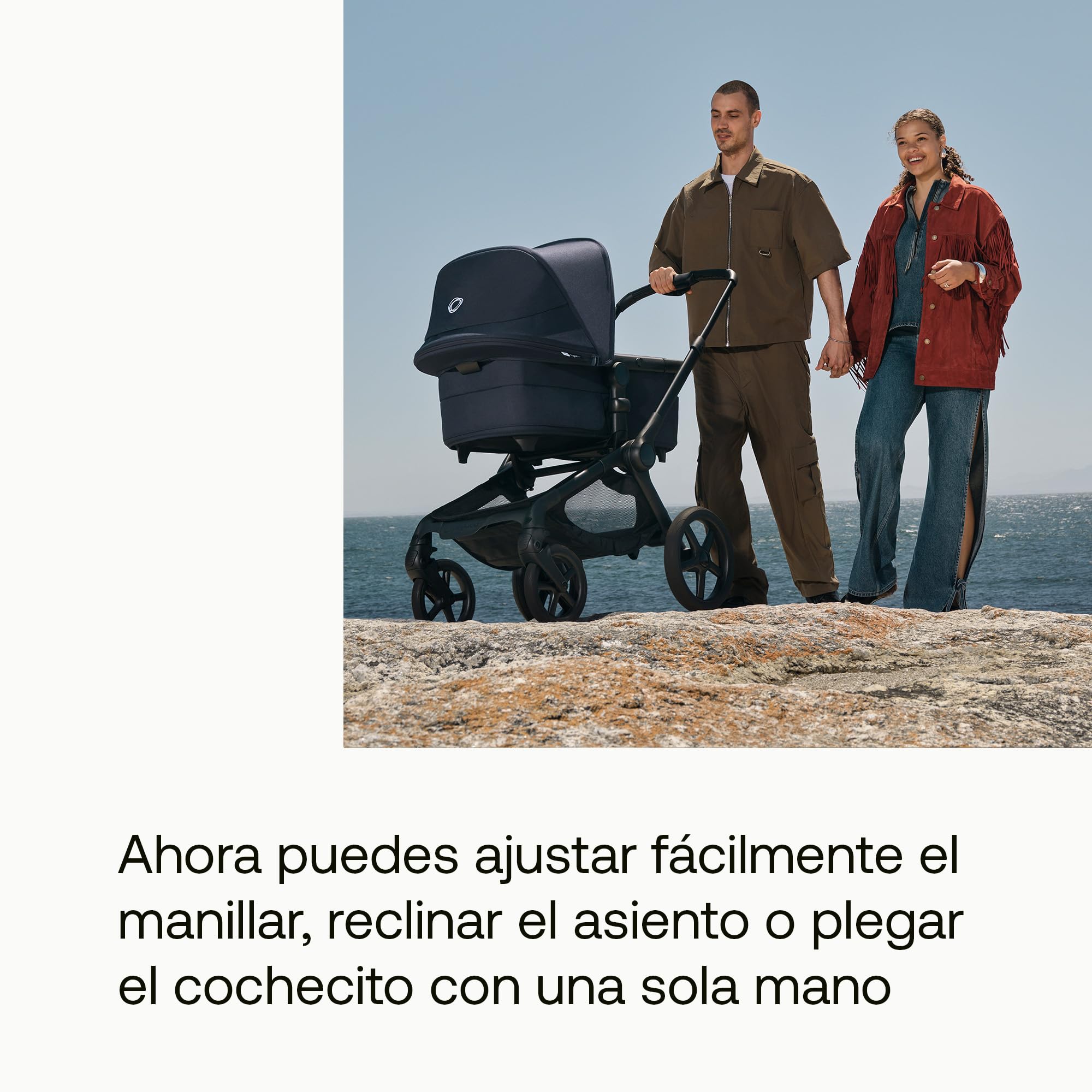 Bugaboo Fox 5 Renew Carrito Todoterreno, Cochecito de Bebé 2 en 1, Suspensión Total, Fácil Plegado, Capazo Espacioso, Asiento Extensible, Maniobrabilidad, Chasis Negro y Capota Desert Taupe Melange