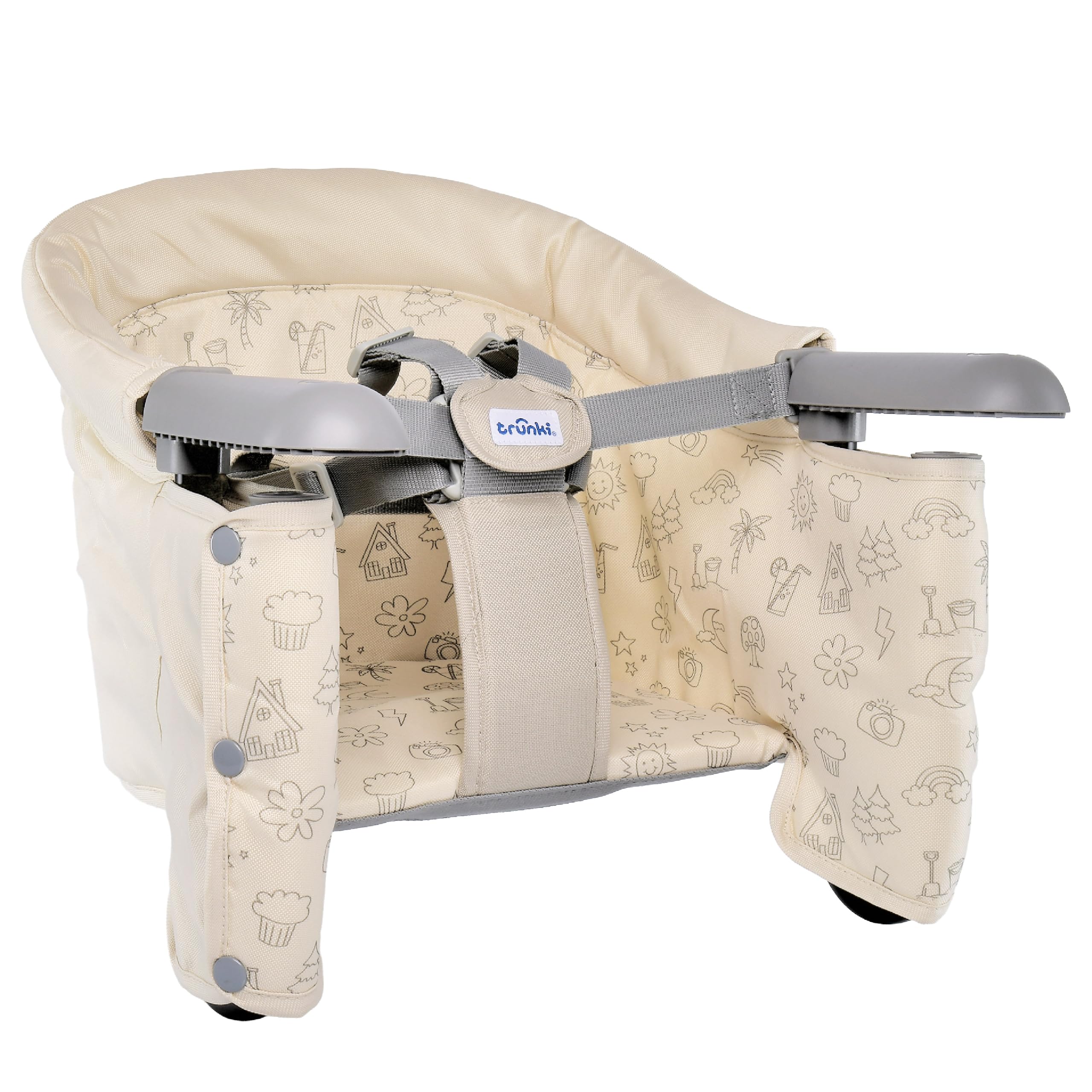 Trunki Clamp & Dine Hochstuhl – Ultrakompakter, zusammenklappbarer Hochstuhl mit Tragetasche, abwischbarer & waschbarer Babystuhl, Hochstühle für Babys und Kleinkinder von 6 bis 36 Monaten (oder 15 kg