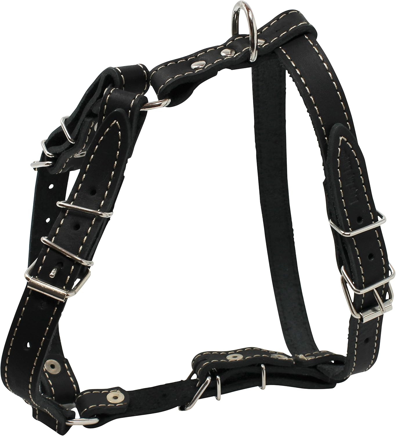 Real Leather Dog Walking Harness Medium Black, 21" - 26" Chest : Pet Halter Harnesses : Pet Supplies