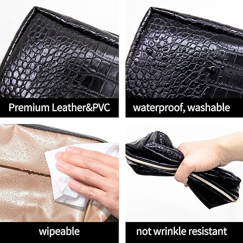Miniatura 5 de Bolsa de maquillaje portátil que se abre plana para un fácil acceso, bolsa de cosméticos impermeable, bolsa de aseo personal, accesorios de viaje