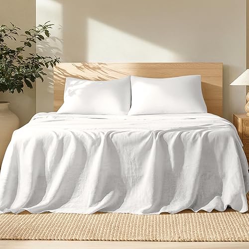 Bare Home Twin Sheet Set - Luxury 100% European Linen - Deep