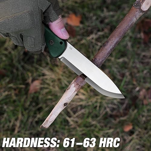 Miniatura 5 de FLISSA Cuchillo de hoja fija de 9 pulgadas, cuchillo de caza de acero D2 para campamento, al aire libre, bushcraft y supervivencia, mango de