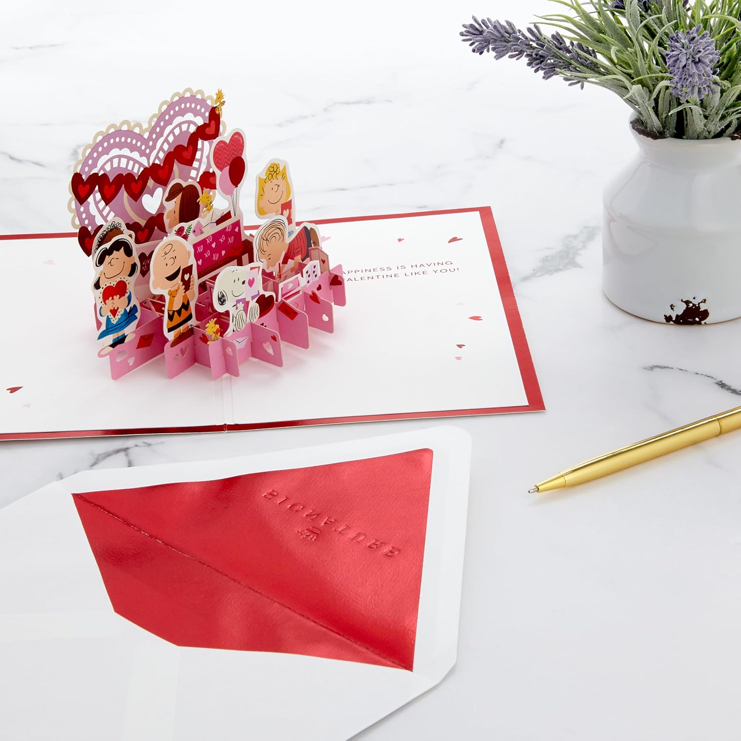 Hallmark Signature Pop Up Valentine's Day Card - Paper Wonder Peanuts Gang Design, Red, (25565671)
