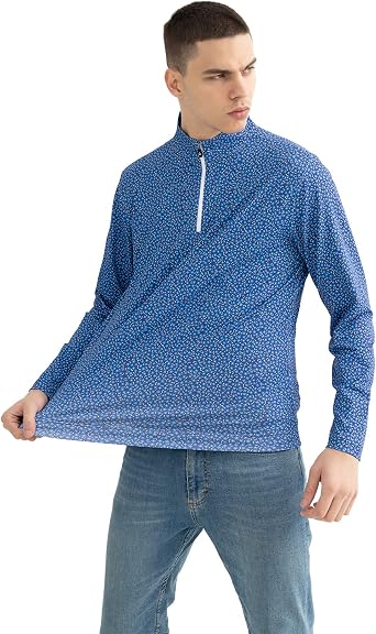 DEOLAX Mens Pullover Shirt 1/4 Zip Long Sleeve Dry Fit Pullover Sweaters Moisture Wicking Performance Golf Pullover for Men