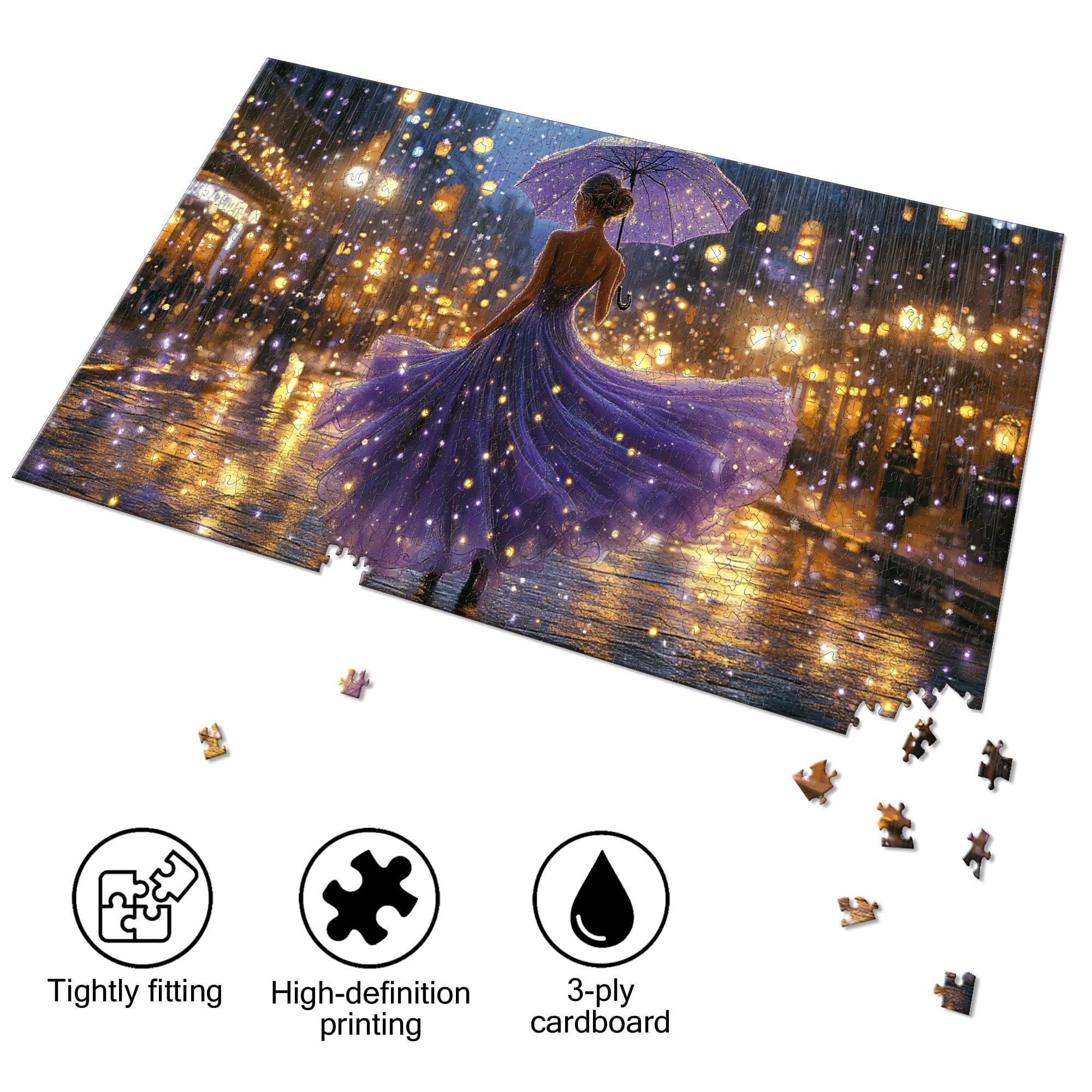 Bimkole Violet Night Puzzles for Adults 1000 Pieces, Woman Paper Jigsaw Puzzle 1000 Pieces - Image 2