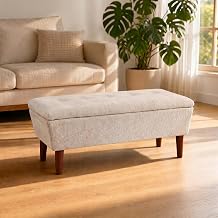 42" Linen Storage Bench,Modern Ottoman Bench Beige