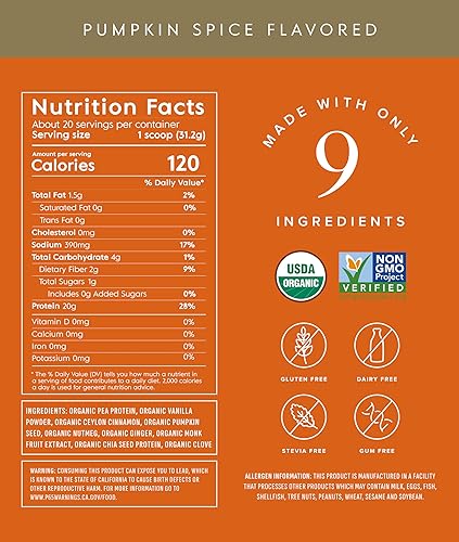 Miniatura 90 de TRUVANI – Polvo de proteína a base de plantas – Proteína orgánica certificada USDA en polvo, vegano, sin OMG, sin gluten