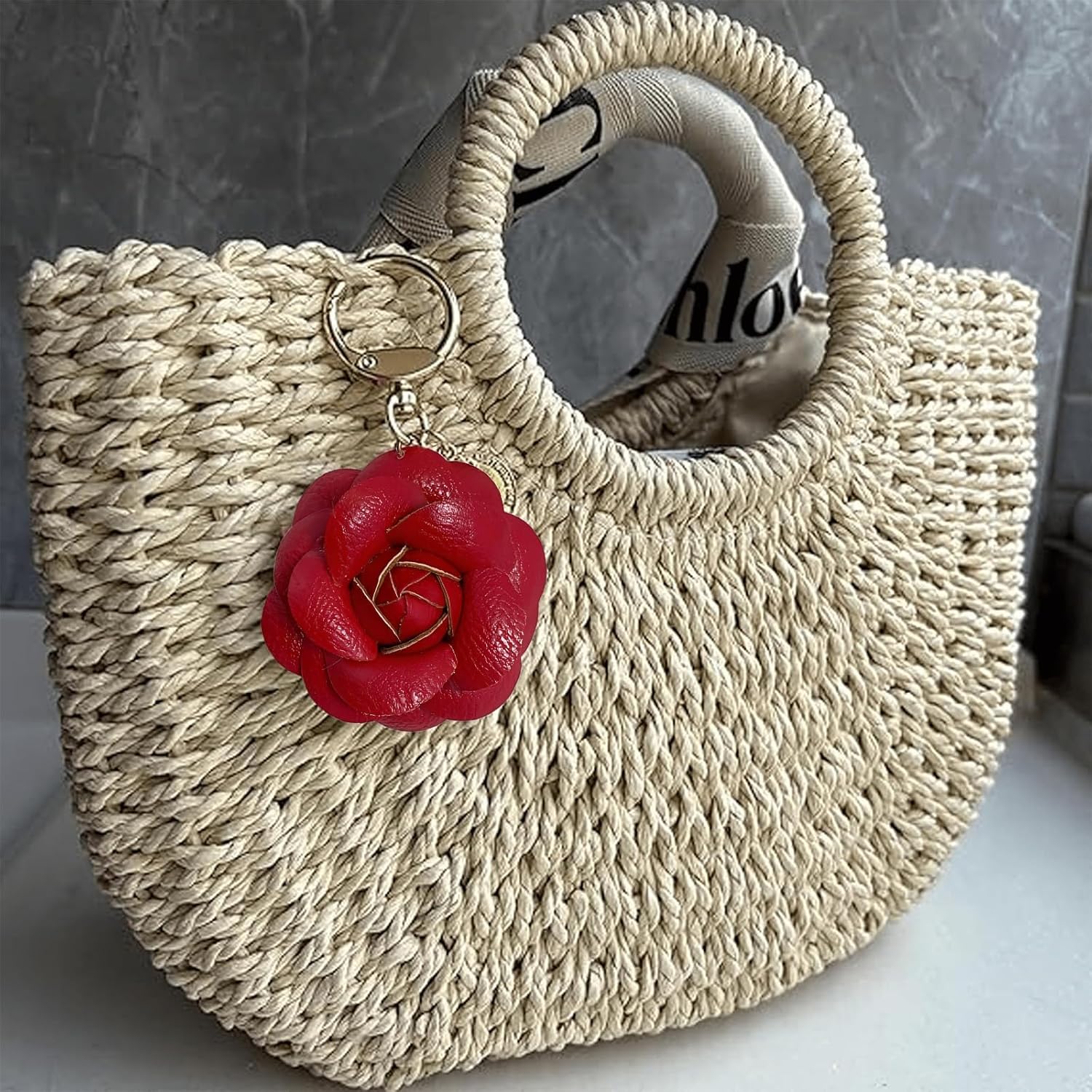 choice of all Flower Keychain Leather Bag Charms for Handbags Flower Purse Charms for Handbags Gift for Her - Image 3