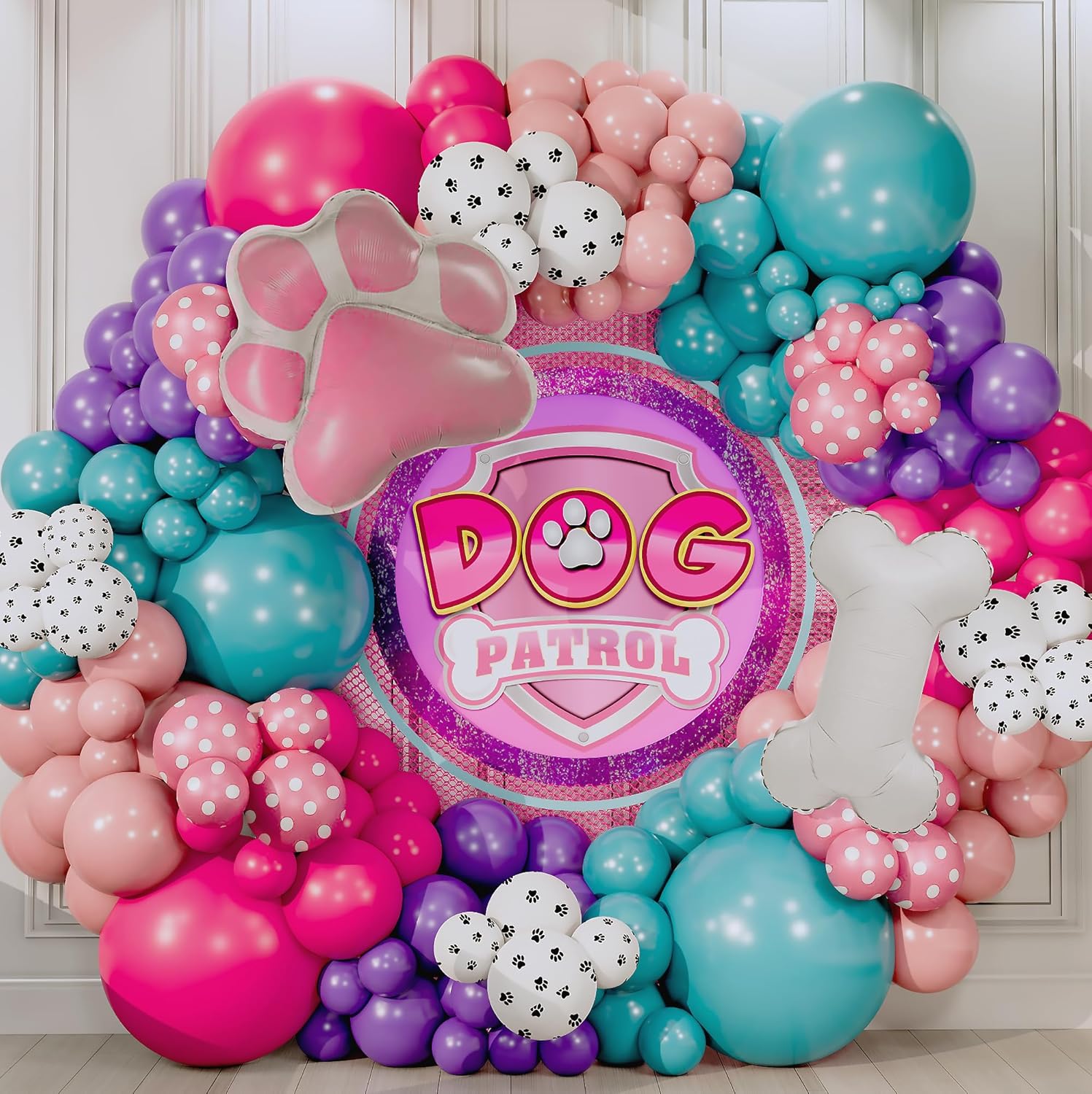 ALL-IN-1 Paw Balloon Garland Arch Kit with BONUS Bone & Paw Print Balloons – Pink Paw Balloons Girl for Paw Birthday Decorations Girl – Paw Party Supplies - Image 6