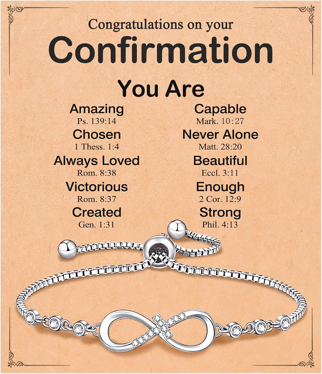 Eryuor Infinity Cross Bracelet Confirmation Baptism Gifts for Girls Women