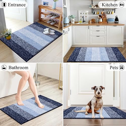 Miniatura 220 de Vaukki Tapete para puerta de entrada, antideslizante, absorbente, atrapador de lodo, tapete para el interior, tapete lavable para puerta de entrada