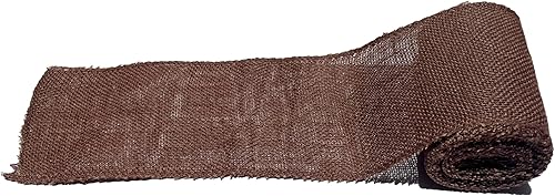 Rollo de cinta de arpillera. 5.5 pulgadas x 15 pies. Bordes cosidos. Rollo de arpillera de color. 100% yute (marrón)