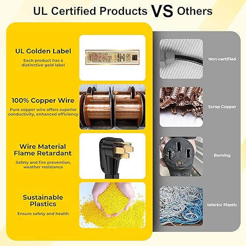 Miniatura 4 de Cable de 50 pies para RVgenerador de 50 pies, listado UL, cable de cobre 100%, bloqueo giratorio NEMA 14-50P a SS2-50R, mango de agarre de 90 ,