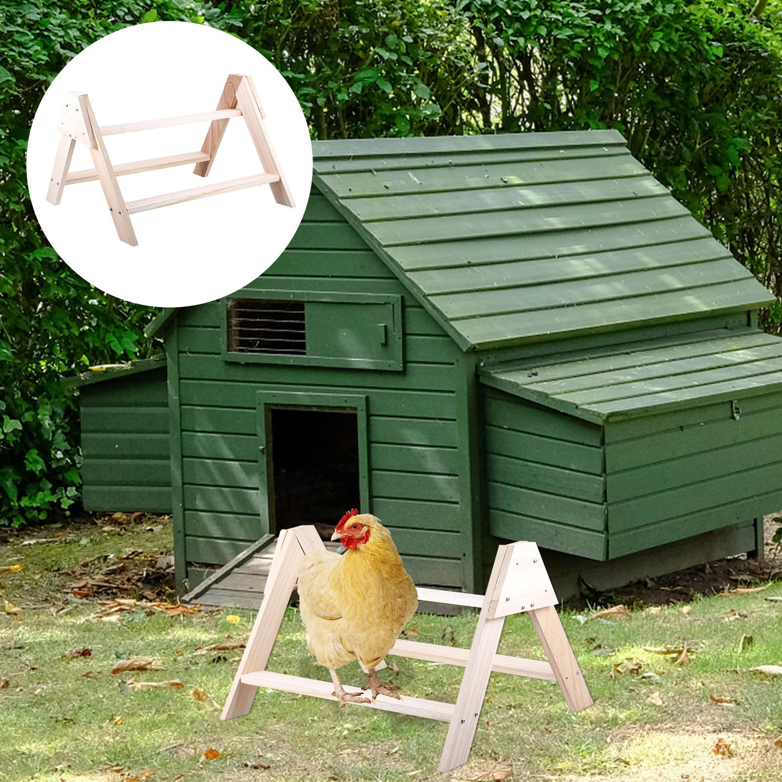 GALPADA Supporto per Galline in Legno Beige Scala Posatoio per Esercizio e Intrattenimento Uccelli da Gabbia Pet