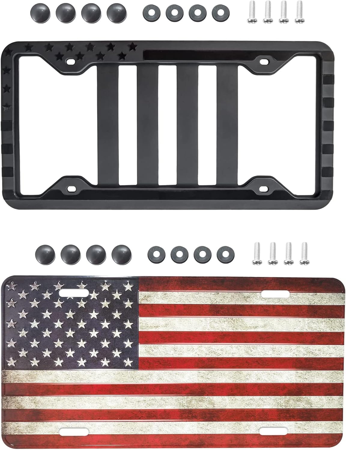 RED WOLF Silicone License Plate Frame American Flag Auto