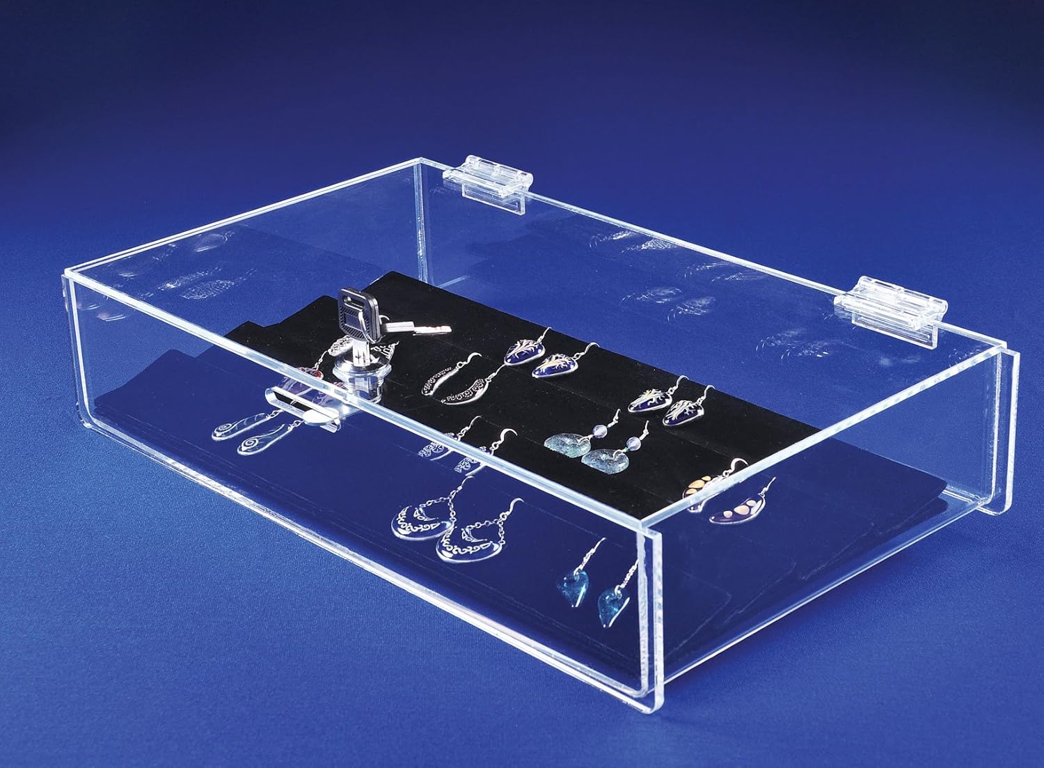 Rectangular Locking Countertop Tray is 3-3/4"H x 24" W x 18" D | Jewelry Display Case | Swap Meet Tabletop Display | Display Case