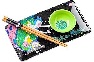 Rick and Morty Plant Portal Fall Ceramic Sushi Set With Dipping Sauce...