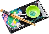 Vista 18 de Silver Buffalo Sanrio Hello Kitty - Juego de sushi de cerámica con lazo rojo y blanco con plato de salsa y palillos a juego