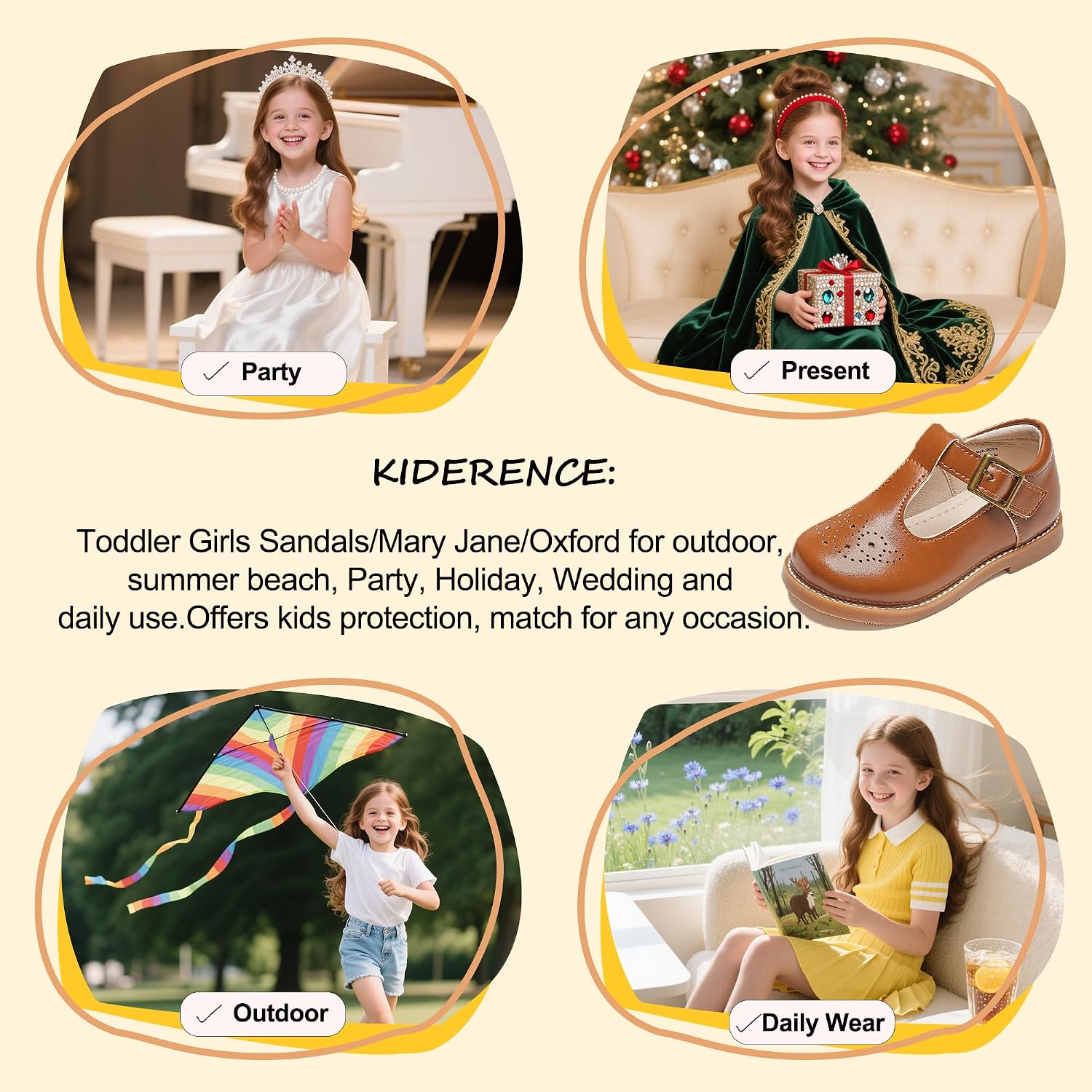 Kiderence Girls Flat Dress Shoes School Oxfords Marry Jane (Toddler/Little Kids)