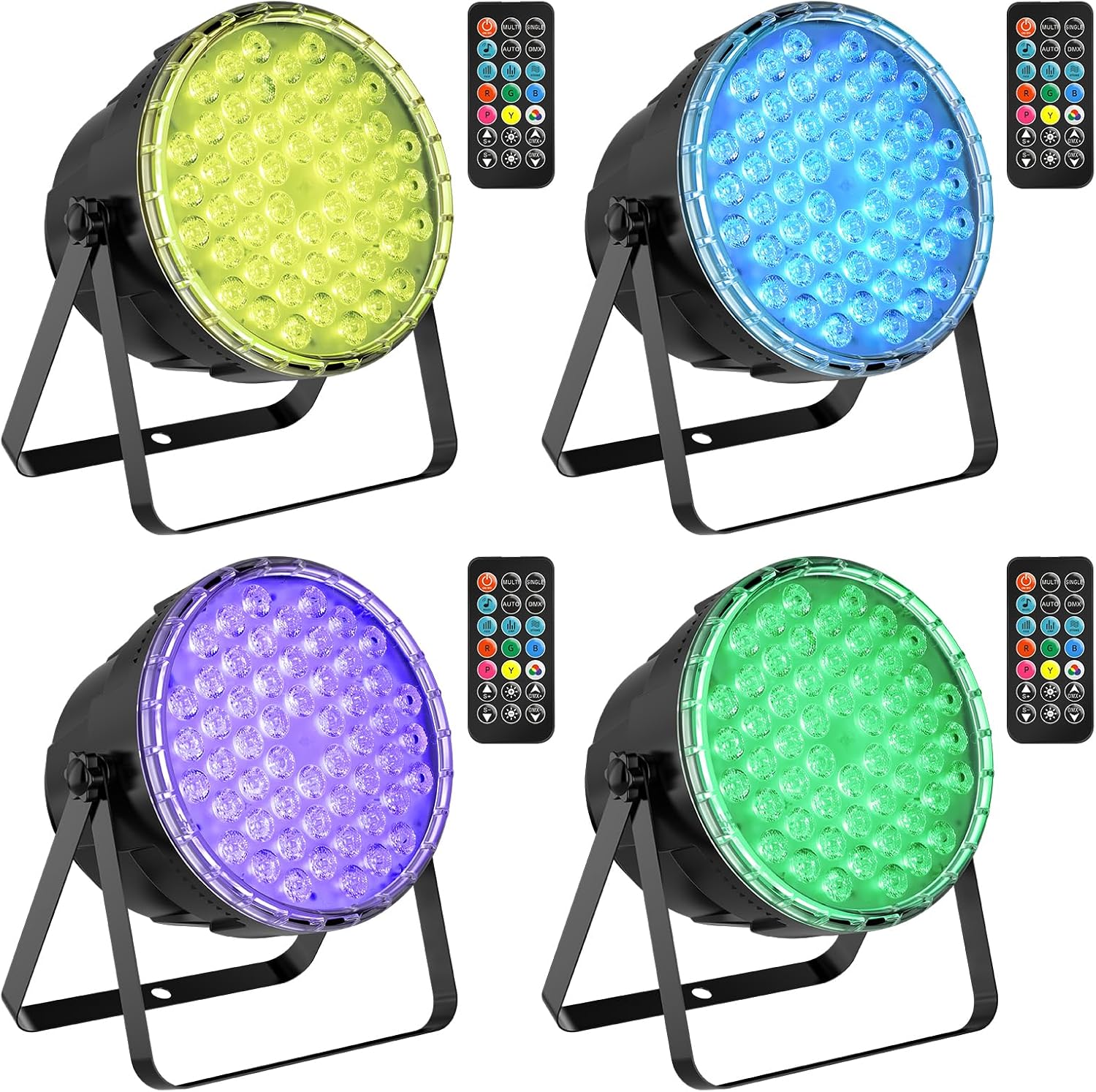 Big Dipper LED Stage Lights Par Lights 54X3W RGB 3in1 Bright Lighting with Master-Slave DMX 512 Sound Activated Spotlights Uplights Remote Control for Event Concert Club Church 4 Pack
