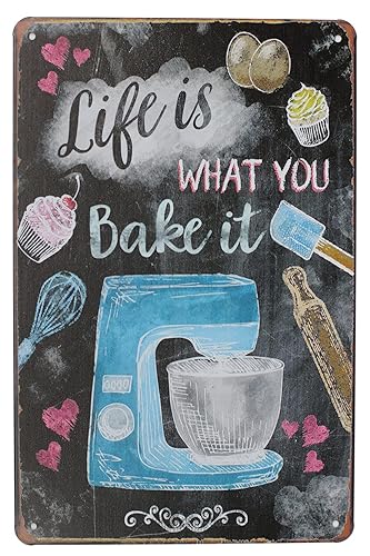 Funny Saying Life is What You Bake it Vintage Metal