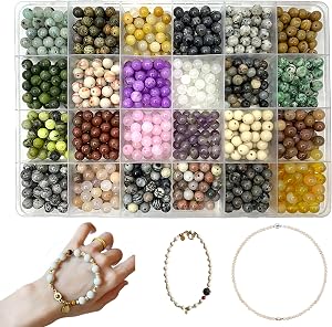960Pcs 6mm Natural Gemstone Beads,1mm Hole Adult Jewelry Craft