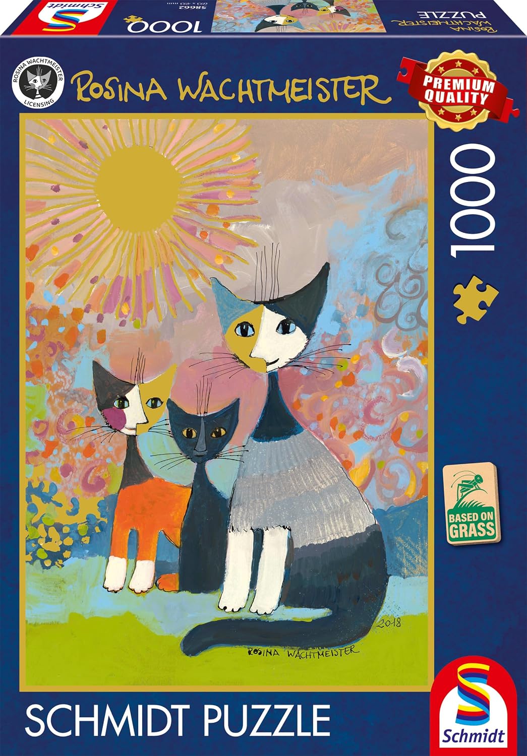 Schmidt Spiele 58662 Puzzle Under The Golden Sun, Rosina Wachtmeister, 1000 Pieces in Grass Cardboard