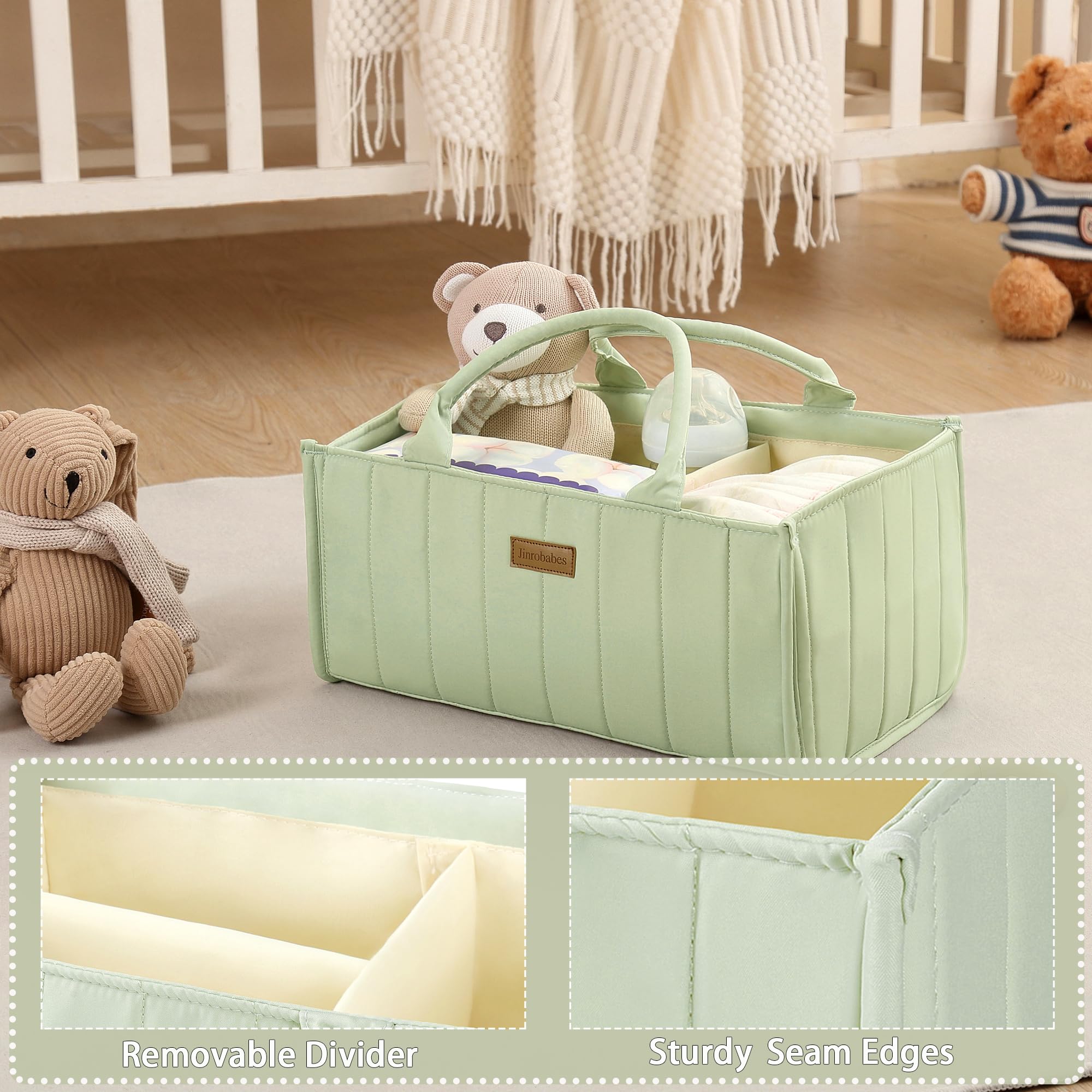 Jinrobabes Nappy Caddy Organiser, Baby Diaper Caddy for Nappy Station,Newborn Essentials - Image 3