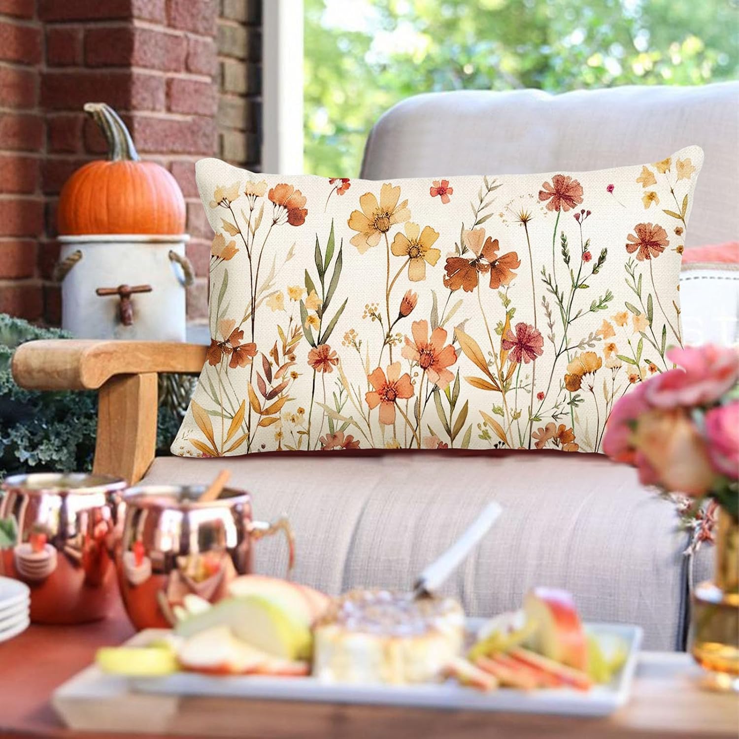 Baccessor Fall Throw Pillow Cover 12x20 Inch,Fall Welcome Pumpkin Garden Flag 12.5 x 18 Inch Double Sided