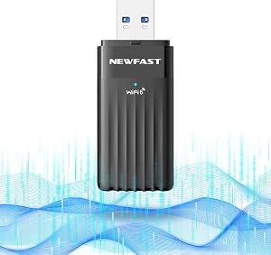 NEWFAST WiFi6 Dongle, AX3000 Dual-Band USB 3.0 WiFi Dongle, Wireless Dongle For Windows 10/11, High Gain WiFi Adapter for PC/Laptop, WPA3/WPA2 Encryption Security, MU-MIMO and OFDMA