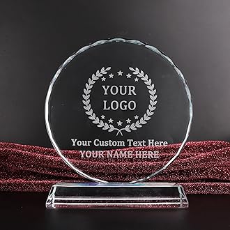 Custom Crystal Trophy Personalised Engraved Trophy Award Appreciation Plaque Customized Award Plaque for Employee Recognition Retirement Certificate Teacher Student Pasto
