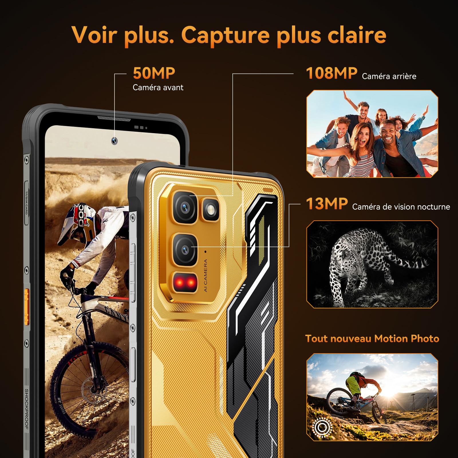 Blackview Fort 5 Android 16 Téléphone Portable Incassable 248g/10.7mm Ultra-Fin, 108MP+50MP+13MP Vision Nocturne, 36Go+256Go/2To, 6.78'' 120Hz Smartphone Incassable 4G, Mode Gants/IP69K/NFC/700 Nits