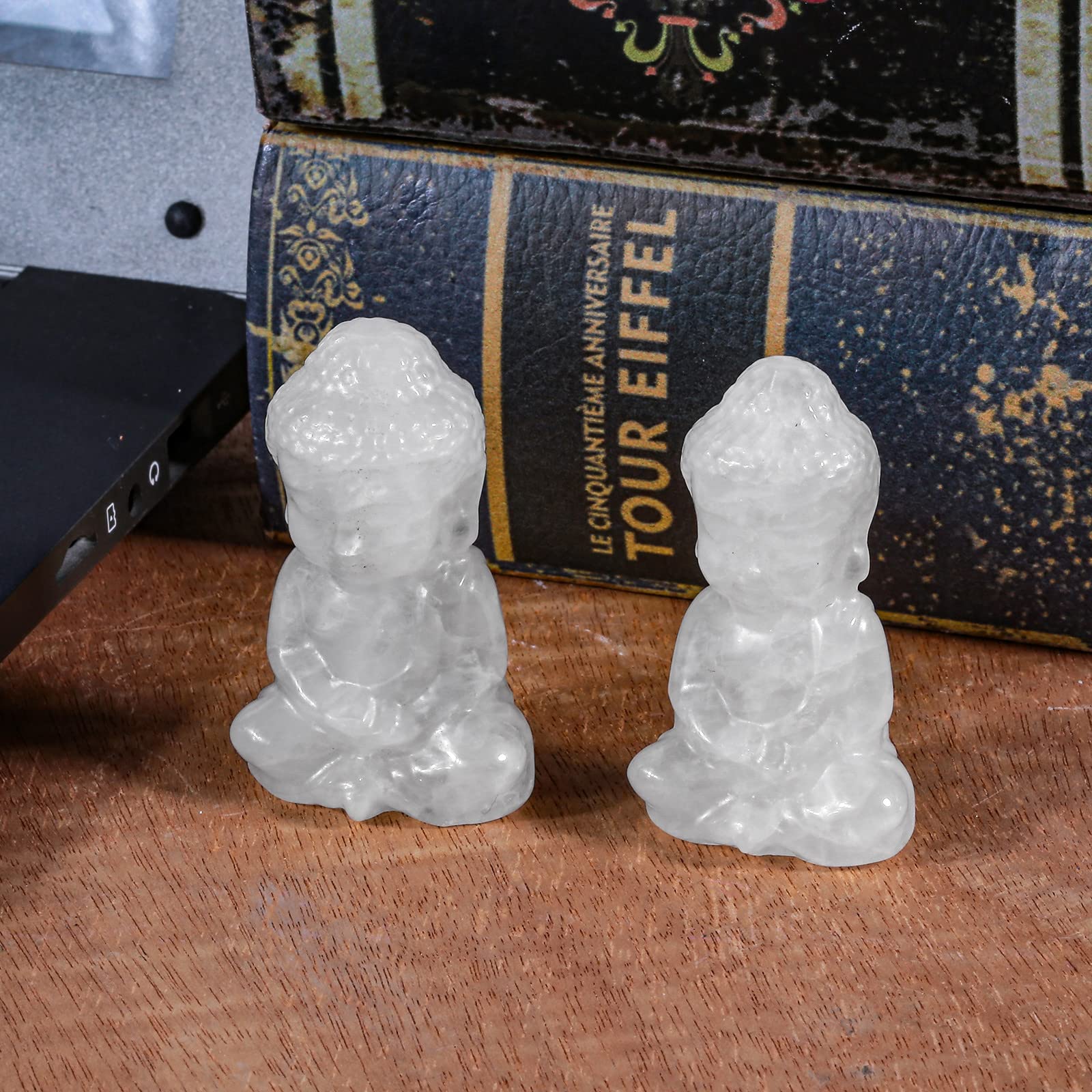 Estatua de Buda de Cristal de Roca para Interior, pequeño Adorno de Buda de Piedra para el hogar, Figura de Piedra curativa, Encanto, meditación Espiritual